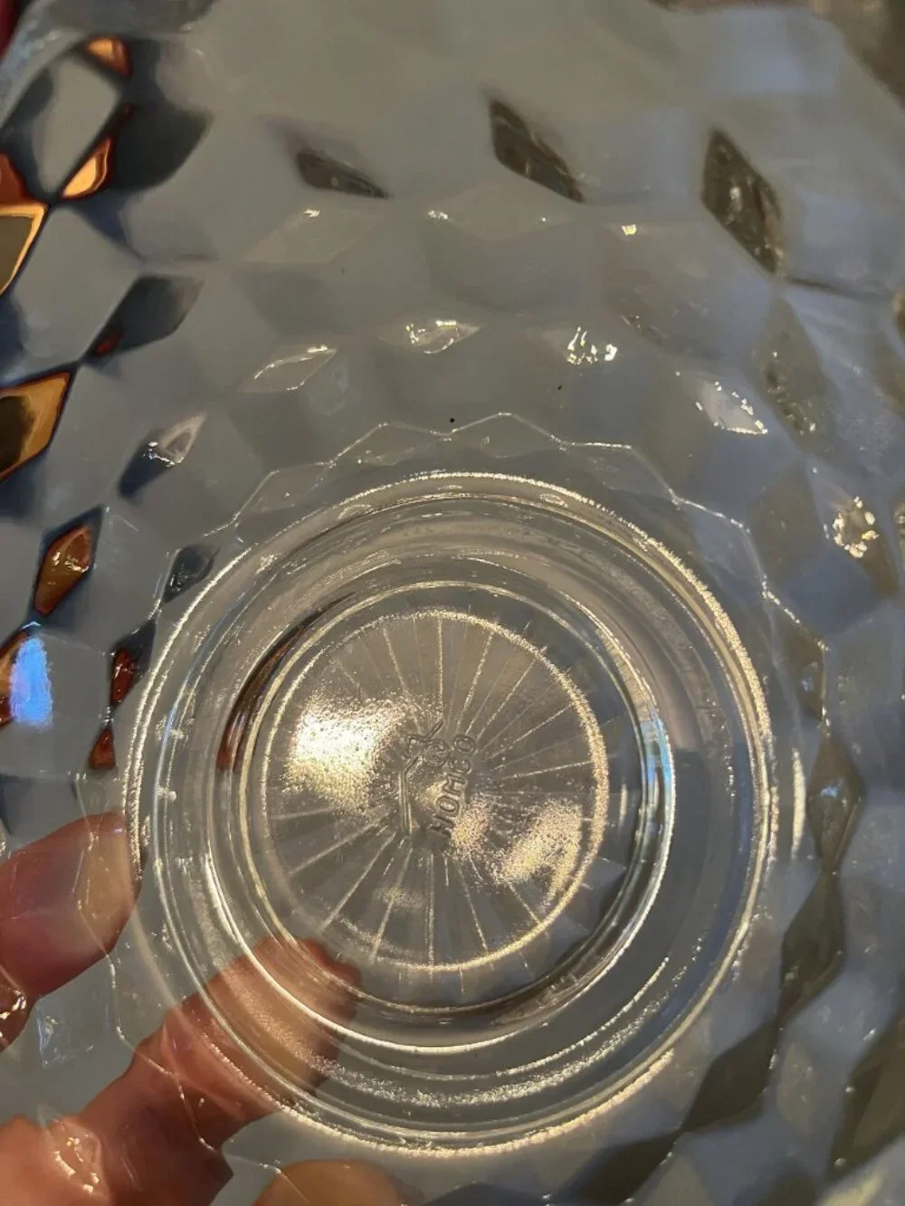 1970 Homco Clear Round Thick Heavy Cube Design Sawtooth Rim Glass Bowl (2 1/4 In
